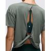 imageCRZ YOGA Open Back Short Sleeve Crop Top for Women Loose Athletic Yoga Workout Shirts Casual Cropped TShirtsGrey Sage
