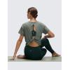 imageCRZ YOGA Open Back Short Sleeve Crop Top for Women Loose Athletic Yoga Workout Shirts Casual Cropped TShirtsGrey Sage