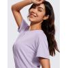imageCRZ YOGA Open Back Short Sleeve Crop Top for Women Loose Athletic Yoga Workout Shirts Casual Cropped TShirtsLilac Lavender