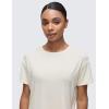 imageCRZ YOGA Open Back Short Sleeve Crop Top for Women Loose Athletic Yoga Workout Shirts Casual Cropped TShirtsWhite Apricot