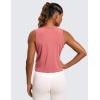 imageCRZ YOGA Pima Cotton High Neck Cropped Tank Tops for Women Soft Crop Workout Athletic Yoga Basic Sleeveless ShirtsBriar Rose