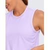 imageCRZ YOGA Pima Cotton High Neck Cropped Tank Tops for Women Soft Crop Workout Athletic Yoga Basic Sleeveless ShirtsElfin Purple