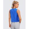 imageCRZ YOGA Pima Cotton High Neck Cropped Tank Tops for Women Soft Crop Workout Athletic Yoga Basic Sleeveless ShirtsStrong Blue