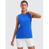 imageCRZ YOGA Pima Cotton High Neck Tank Basic Workout Sleeveless Tops for Women Soft Casual Athletic Yoga ShirtsStrong Blue