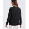 imageCRZ YOGA Pima Cotton Long Sleeve Shirts for Women Crew Neck Casual Fall Tops Basic Soft Workout Yoga Loose TShirtBlack