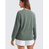 imageCRZ YOGA Pima Cotton Long Sleeve Shirts for Women Crew Neck Casual Fall Tops Basic Soft Workout Yoga Loose TShirtGrey Sage