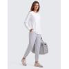 imageCRZ YOGA Pima Cotton Long Sleeve Shirts for Women Crew Neck Casual Fall Tops Basic Soft Workout Yoga Loose TShirtWhite