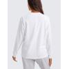 imageCRZ YOGA Pima Cotton Long Sleeve Shirts for Women Crew Neck Casual Fall Tops Basic Soft Workout Yoga Loose TShirtWhite