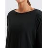 imageCRZ YOGA Pima Cotton Long Sleeve Workout Shirts for Women Loose Fit Athletic Yoga TShirts Casual Boat Neck Fall TopsBlack