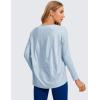 imageCRZ YOGA Pima Cotton Long Sleeve Workout Shirts for Women Loose Fit Athletic Yoga TShirts Casual Boat Neck Fall TopsBlue Linen