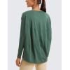 imageCRZ YOGA Pima Cotton Long Sleeve Workout Shirts for Women Loose Fit Athletic Yoga TShirts Casual Boat Neck Fall TopsGraphite Green