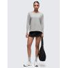 imageCRZ YOGA Pima Cotton Long Sleeve Workout Shirts for Women Loose Fit Athletic Yoga TShirts Casual Boat Neck Fall TopsHeathered Medium Grey
