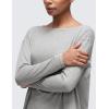 imageCRZ YOGA Pima Cotton Long Sleeve Workout Shirts for Women Loose Fit Athletic Yoga TShirts Casual Boat Neck Fall TopsHeathered Medium Grey