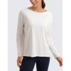 imageCRZ YOGA Pima Cotton Long Sleeve Workout Shirts for Women Loose Fit Athletic Yoga TShirts Casual Boat Neck Fall TopsIce GreyWhite