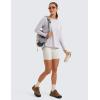 imageCRZ YOGA Pima Cotton Long Sleeve Workout Shirts for Women Loose Fit Athletic Yoga TShirts Casual Boat Neck Fall TopsIced Iris