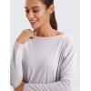 imageCRZ YOGA Pima Cotton Long Sleeve Workout Shirts for Women Loose Fit Athletic Yoga TShirts Casual Boat Neck Fall TopsIced Iris
