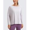 imageCRZ YOGA Pima Cotton Long Sleeve Workout Shirts for Women Loose Fit Athletic Yoga TShirts Casual Boat Neck Fall TopsIced Iris