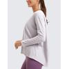 imageCRZ YOGA Pima Cotton Long Sleeve Workout Shirts for Women Loose Fit Athletic Yoga TShirts Casual Boat Neck Fall TopsIced Iris