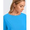 imageCRZ YOGA Pima Cotton Long Sleeve Workout Shirts for Women Loose Fit Athletic Yoga TShirts Casual Boat Neck Fall TopsMadagascar Blue