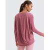 imageCRZ YOGA Pima Cotton Long Sleeve Workout Shirts for Women Loose Fit Athletic Yoga TShirts Casual Boat Neck Fall TopsMisty Merlot