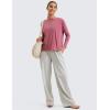 imageCRZ YOGA Pima Cotton Long Sleeve Workout Shirts for Women Loose Fit Athletic Yoga TShirts Casual Boat Neck Fall TopsMisty Merlot