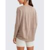 imageCRZ YOGA Pima Cotton Long Sleeve Workout Shirts for Women Loose Fit Athletic Yoga TShirts Casual Boat Neck Fall TopsMortar Color
