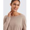 imageCRZ YOGA Pima Cotton Long Sleeve Workout Shirts for Women Loose Fit Athletic Yoga TShirts Casual Boat Neck Fall TopsMortar Color
