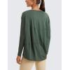 imageCRZ YOGA Pima Cotton Long Sleeve Workout Shirts for Women Loose Fit Athletic Yoga TShirts Casual Boat Neck Fall TopsNature Green