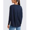 imageCRZ YOGA Pima Cotton Long Sleeve Workout Shirts for Women Loose Fit Athletic Yoga TShirts Casual Boat Neck Fall TopsNavy