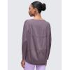 imageCRZ YOGA Pima Cotton Long Sleeve Workout Shirts for Women Loose Fit Athletic Yoga TShirts Casual Boat Neck Fall TopsPurple Gray