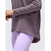 imageCRZ YOGA Pima Cotton Long Sleeve Workout Shirts for Women Loose Fit Athletic Yoga TShirts Casual Boat Neck Fall TopsPurple Gray