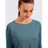 imageCRZ YOGA Pima Cotton Long Sleeve Workout Shirts for Women Loose Fit Athletic Yoga TShirts Casual Boat Neck Fall TopsSlate Blue