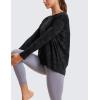 imageCRZ YOGA Pima Cotton Long Sleeve Workout Shirts for Women Loose Fit Athletic Yoga TShirts Casual Boat Neck Fall TopsTie Dye Smoke Ink