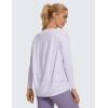 imageCRZ YOGA Pima Cotton Long Sleeve Workout Shirts for Women Loose Fit Athletic Yoga TShirts Casual Boat Neck Fall TopsViolet Ash