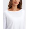 imageCRZ YOGA Pima Cotton Long Sleeve Workout Shirts for Women Loose Fit Athletic Yoga TShirts Casual Boat Neck Fall TopsWhite