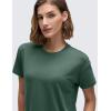 imageCRZ YOGA Pima Cotton Short Sleeve Workout Tops for Women Loose Basic TShirts Athletic Gym Casual ShirtsGraphite Green