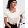 imageCRZ YOGA Pima Cotton Womens Short Sleeve Shirt Loose Yoga TShirt Casual TopsIce GreyWhite