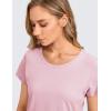 imageCRZ YOGA Pima Cotton Womens Short Sleeve Shirt Loose Yoga TShirt Casual TopsPink Peony