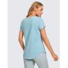 imageCRZ YOGA Pima Cotton Womens Short Sleeve Shirt Loose Yoga TShirt Casual TopsPure Blue