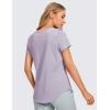 imageCRZ YOGA Pima Cotton Womens Short Sleeve Shirt Loose Yoga TShirt Casual TopsTinsel Purple
