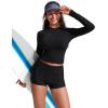 imageCRZ YOGA Rash Guard for Women Long Sleeve UV Sun Protection Swim Shirt UPF 50 Cropped Rashguard Swimsuit TopsBlack
