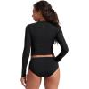 imageCRZ YOGA Rash Guard for Women Long Sleeve UV Sun Protection Swim Shirt UPF 50 Cropped Rashguard Swimsuit TopsBlack
