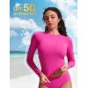 imageCRZ YOGA Rash Guard for Women Long Sleeve UV Sun Protection Swim Shirt UPF 50 Cropped Rashguard Swimsuit TopsHibiscus Purple