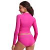 imageCRZ YOGA Rash Guard for Women Long Sleeve UV Sun Protection Swim Shirt UPF 50 Cropped Rashguard Swimsuit TopsHibiscus Purple