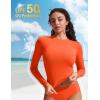 imageCRZ YOGA Rash Guard for Women Long Sleeve UV Sun Protection Swim Shirt UPF 50 Cropped Rashguard Swimsuit TopsHoney Orange
