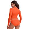 imageCRZ YOGA Rash Guard for Women Long Sleeve UV Sun Protection Swim Shirt UPF 50 Cropped Rashguard Swimsuit TopsHoney Orange