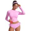 imageCRZ YOGA Rash Guard for Women Long Sleeve UV Sun Protection Swim Shirt UPF 50 Cropped Rashguard Swimsuit TopsVita Pink