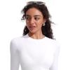 imageCRZ YOGA Rash Guard for Women Long Sleeve UV Sun Protection Swim Shirt UPF 50 Cropped Rashguard Swimsuit TopsWhite