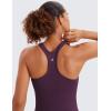 imageCRZ YOGA Seamless Ribbed Womens Tank Top Racerback Camisoles with Built in Bra Padded Scoop Neck Athletic Workout Slim CamiDeep Purple