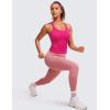 imageCRZ YOGA Seamless Ribbed Womens Tank Top Racerback Camisoles with Built in Bra Padded Scoop Neck Athletic Workout Slim CamiGranita Pink
